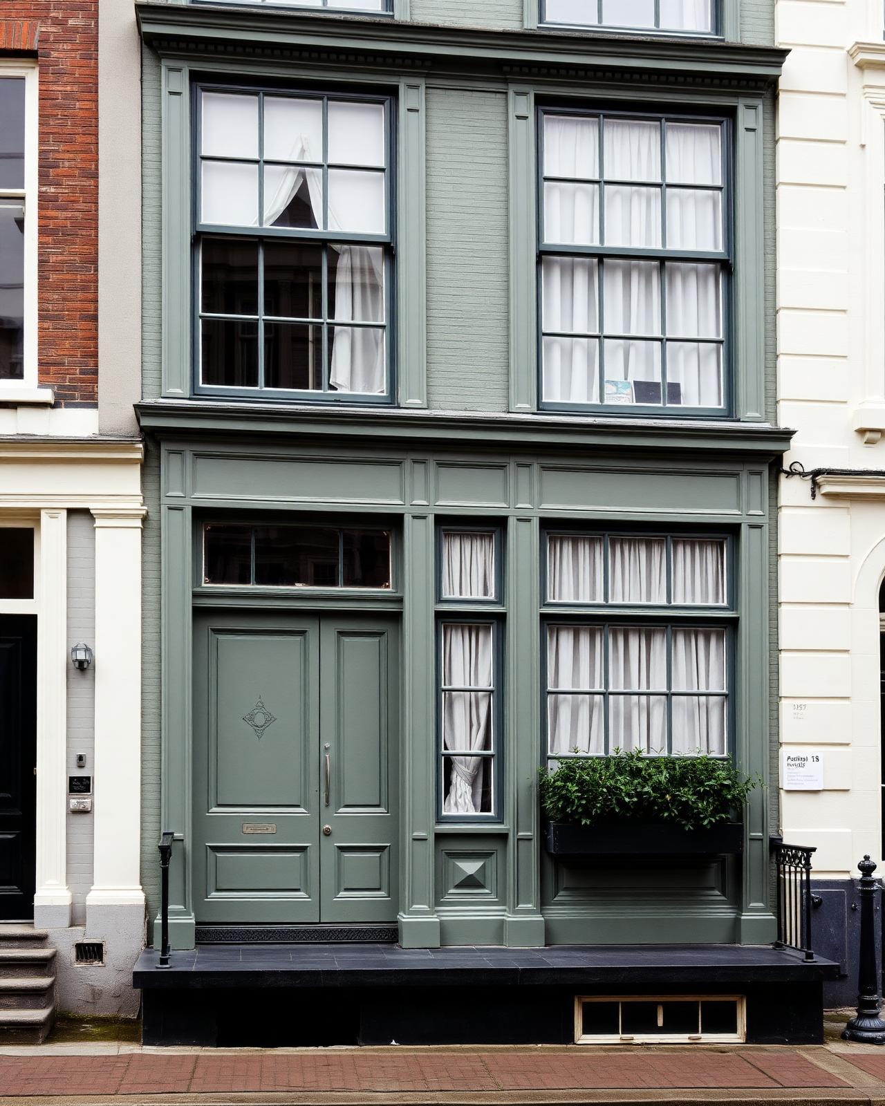 Amsterdamse grachtenwoning in avondlicht